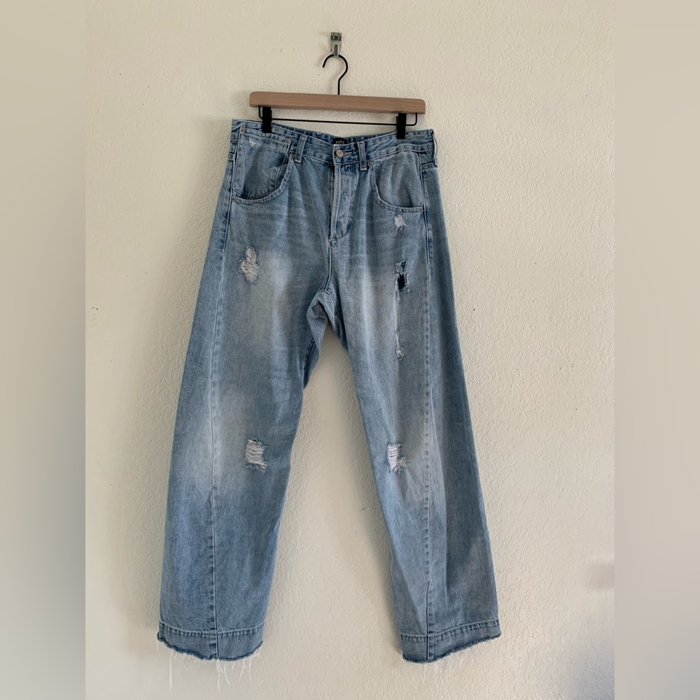 BDG Light Blue Distressed Straight Leg Jeans